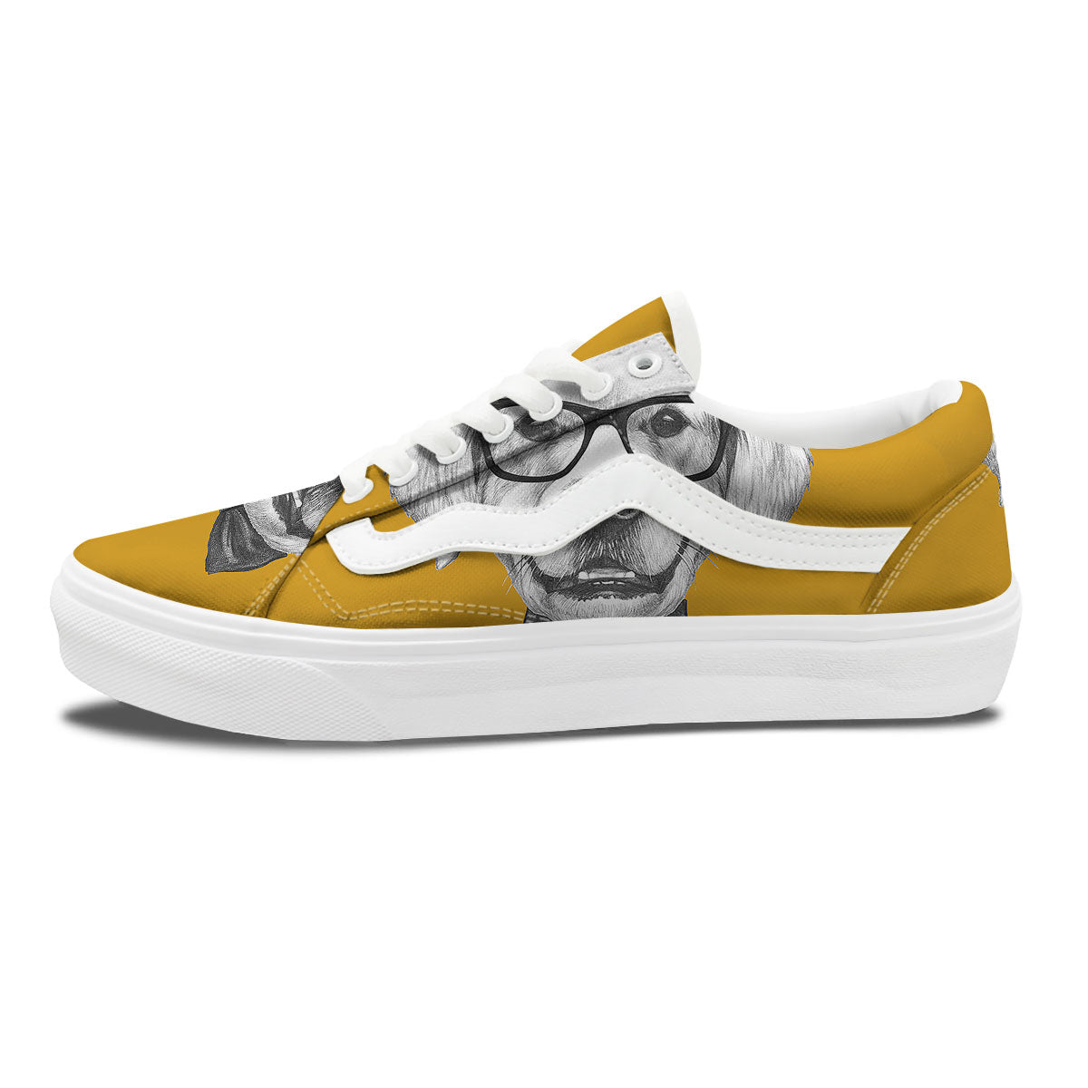 Golden Retriever With Glasses Print Skate Shoes-grizzshop