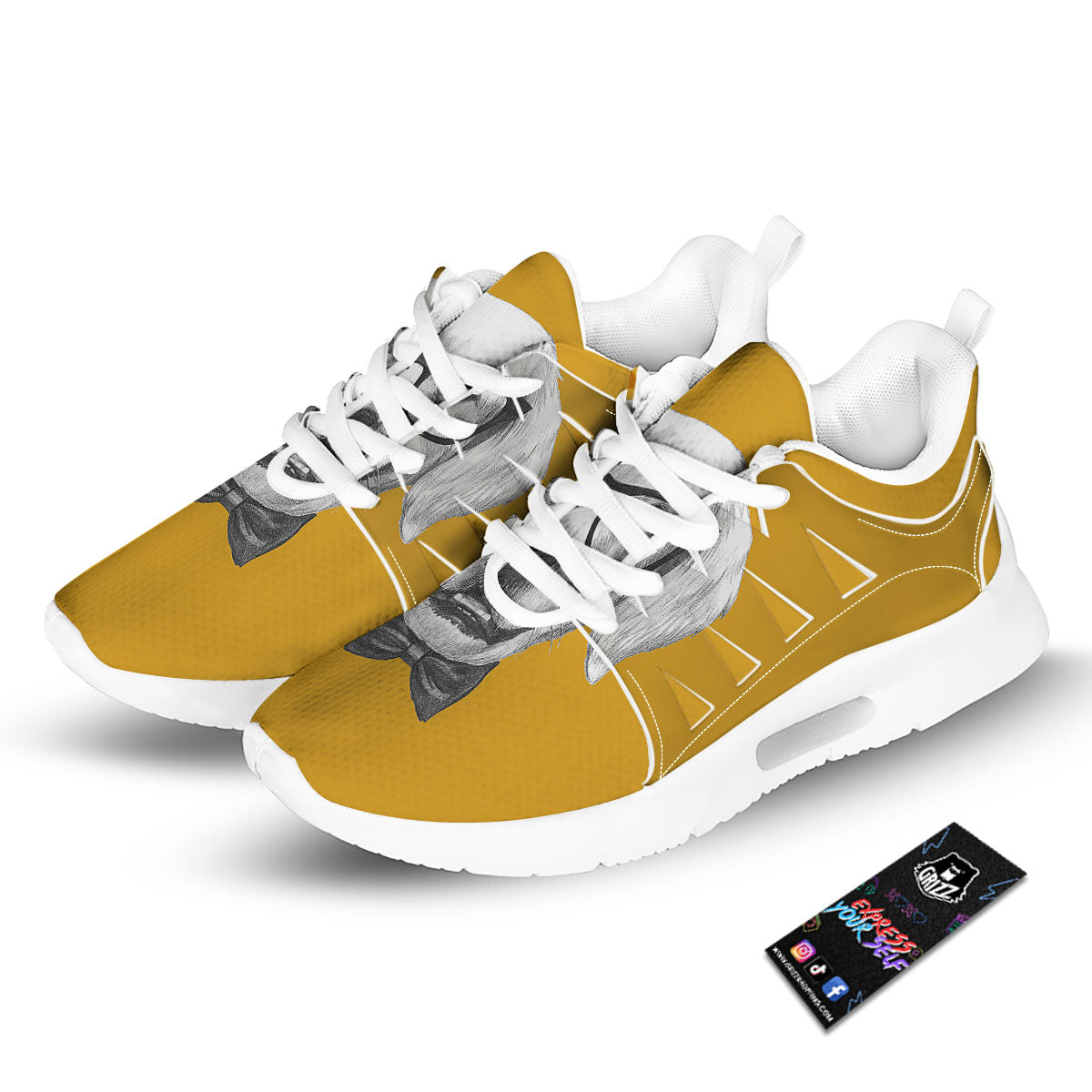 Golden Retriever With Glasses Print Tennis Shoes-grizzshop