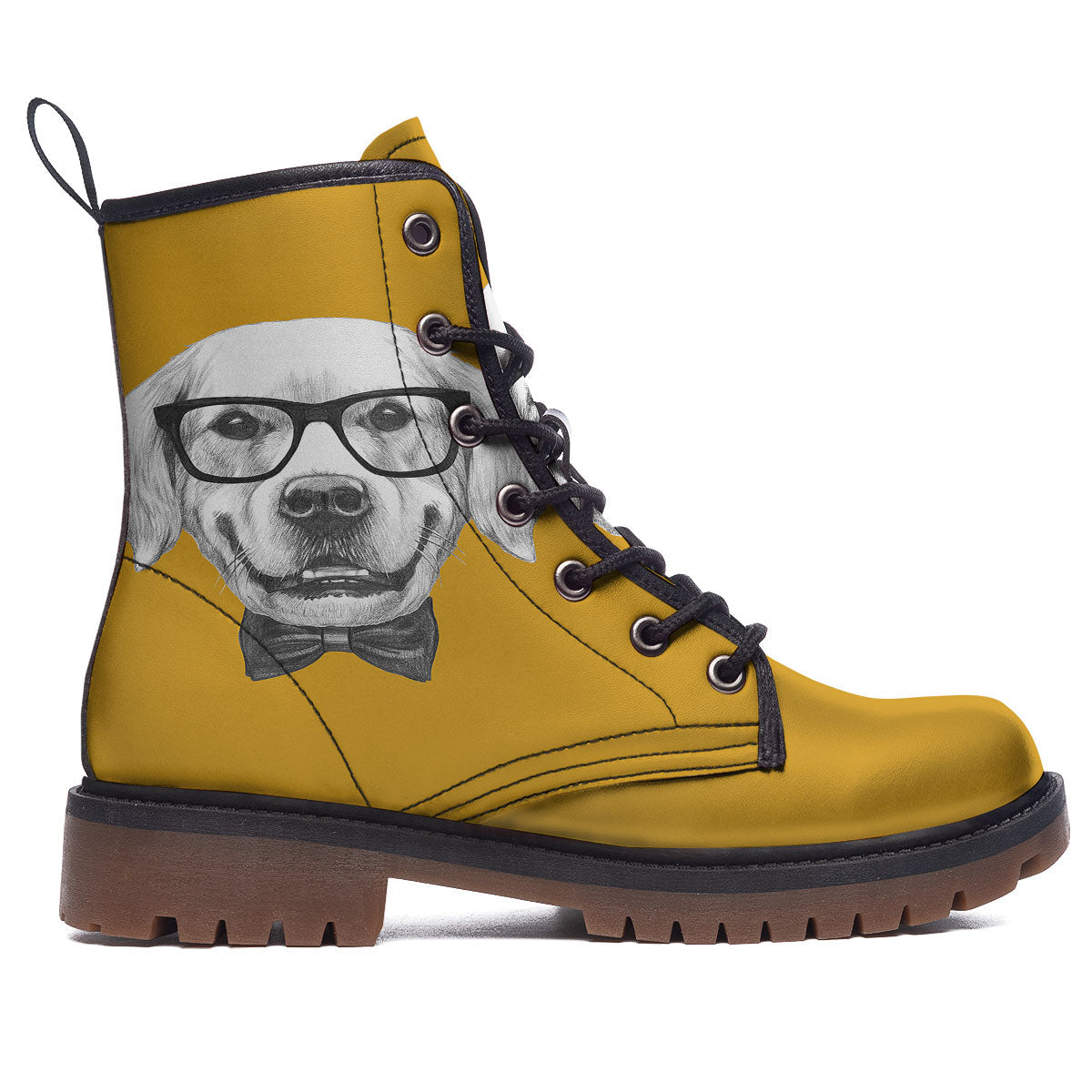 Golden Retriever With Glasses Print Work Boots-grizzshop