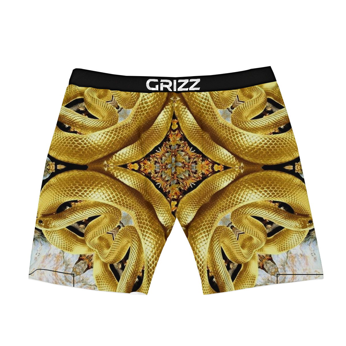 Golden Snake Kaleidoscope Print Boxer Briefs-grizzshop