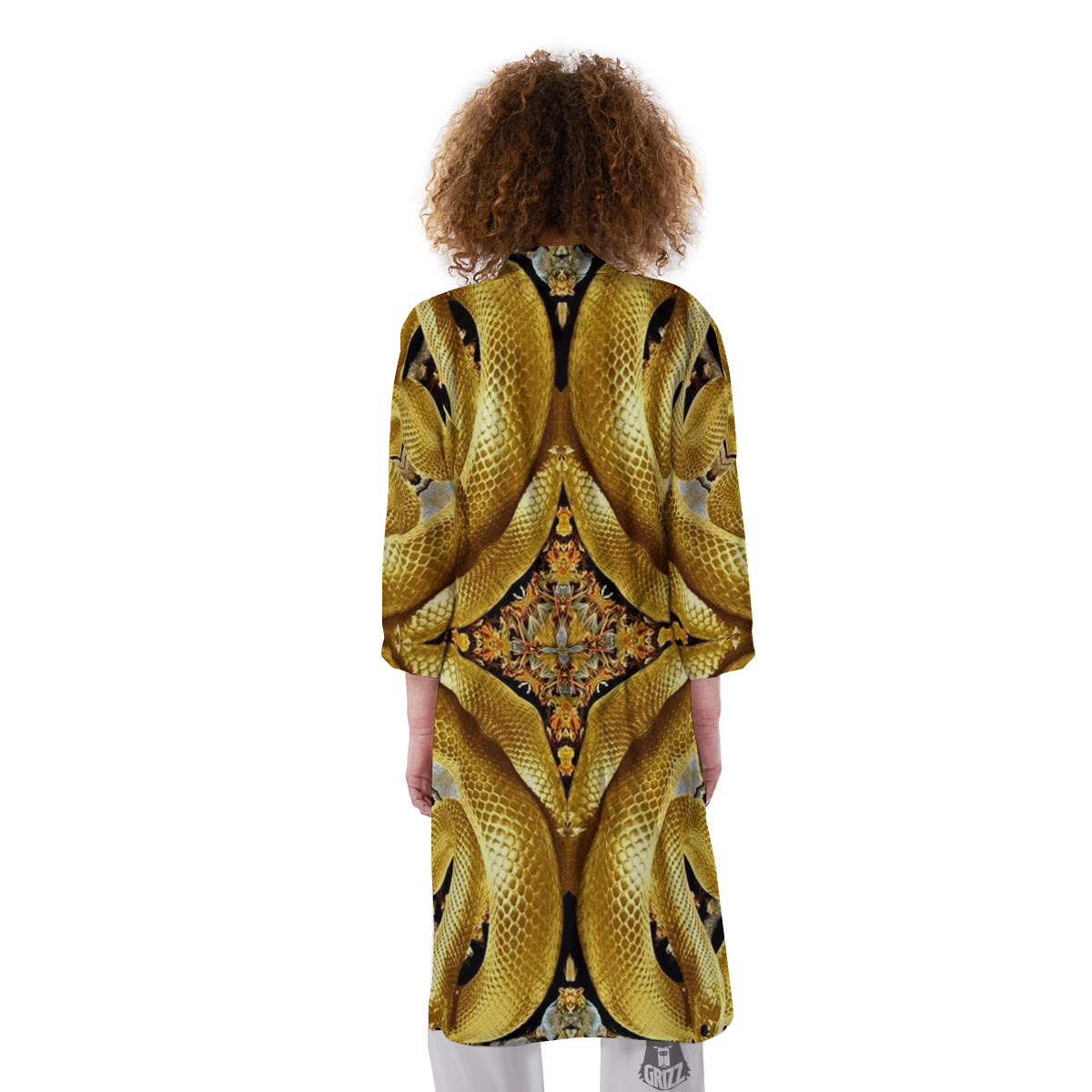 Golden Snake Kaleidoscope Print Kimono-grizzshop