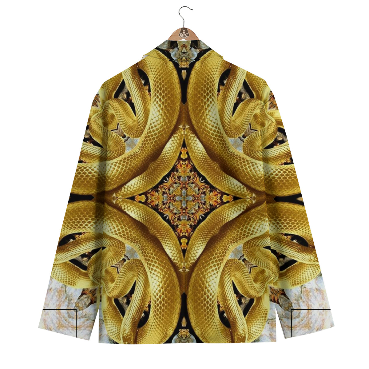 Golden Snake Kaleidoscope Print Men's Blazer-grizzshop