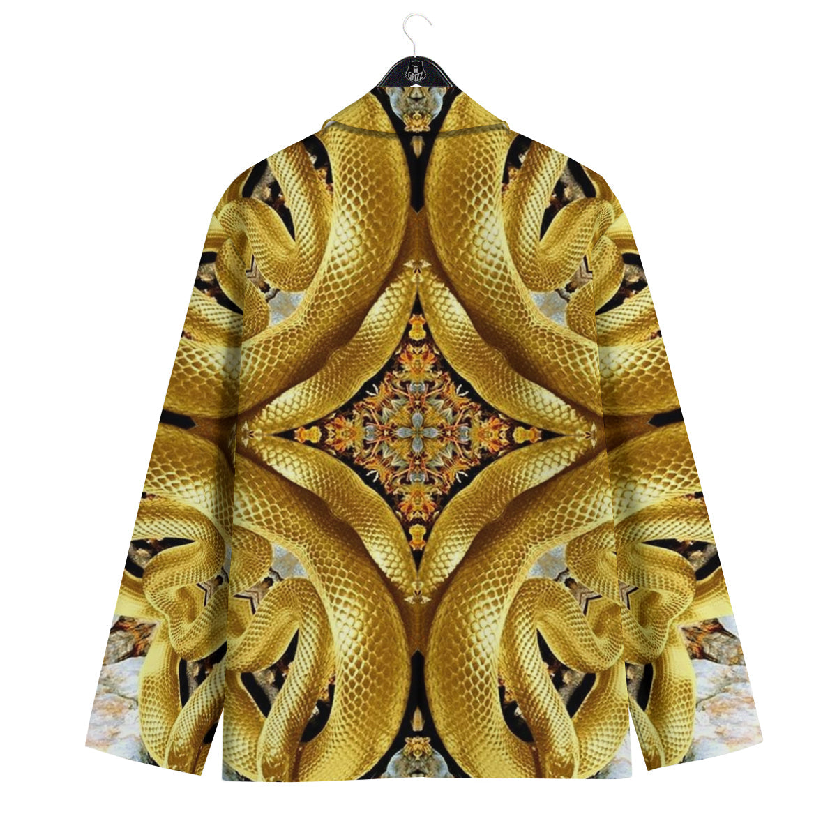 Golden Snake Kaleidoscope Print Men's Sport Coat-grizzshop