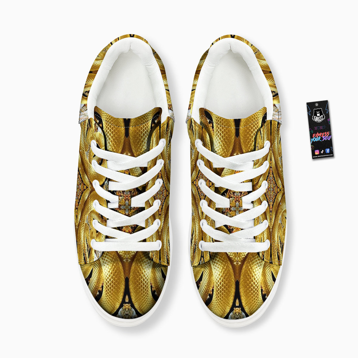Golden Snake Kaleidoscope Print Platform Shoes-grizzshop