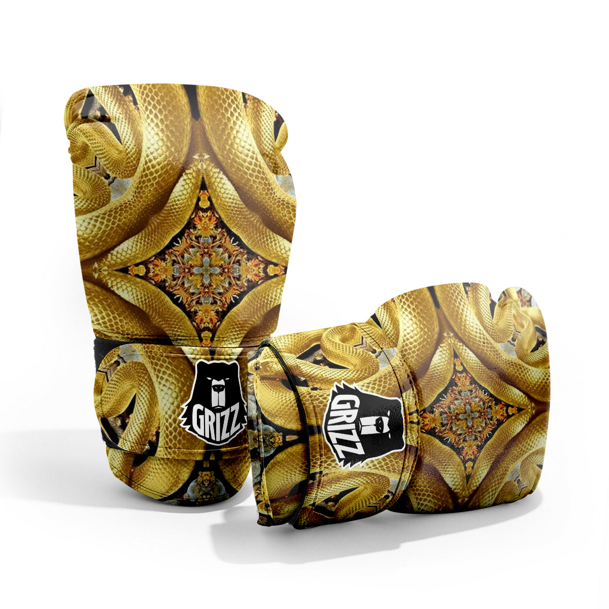 Golden Snake Kaleidoscope Print Pro Boxing Glove
