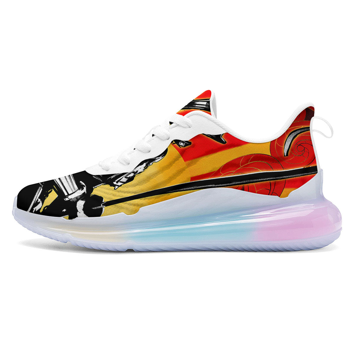 Golden Sun Samurai And Red Sky Print Running Sneakers-grizzshop