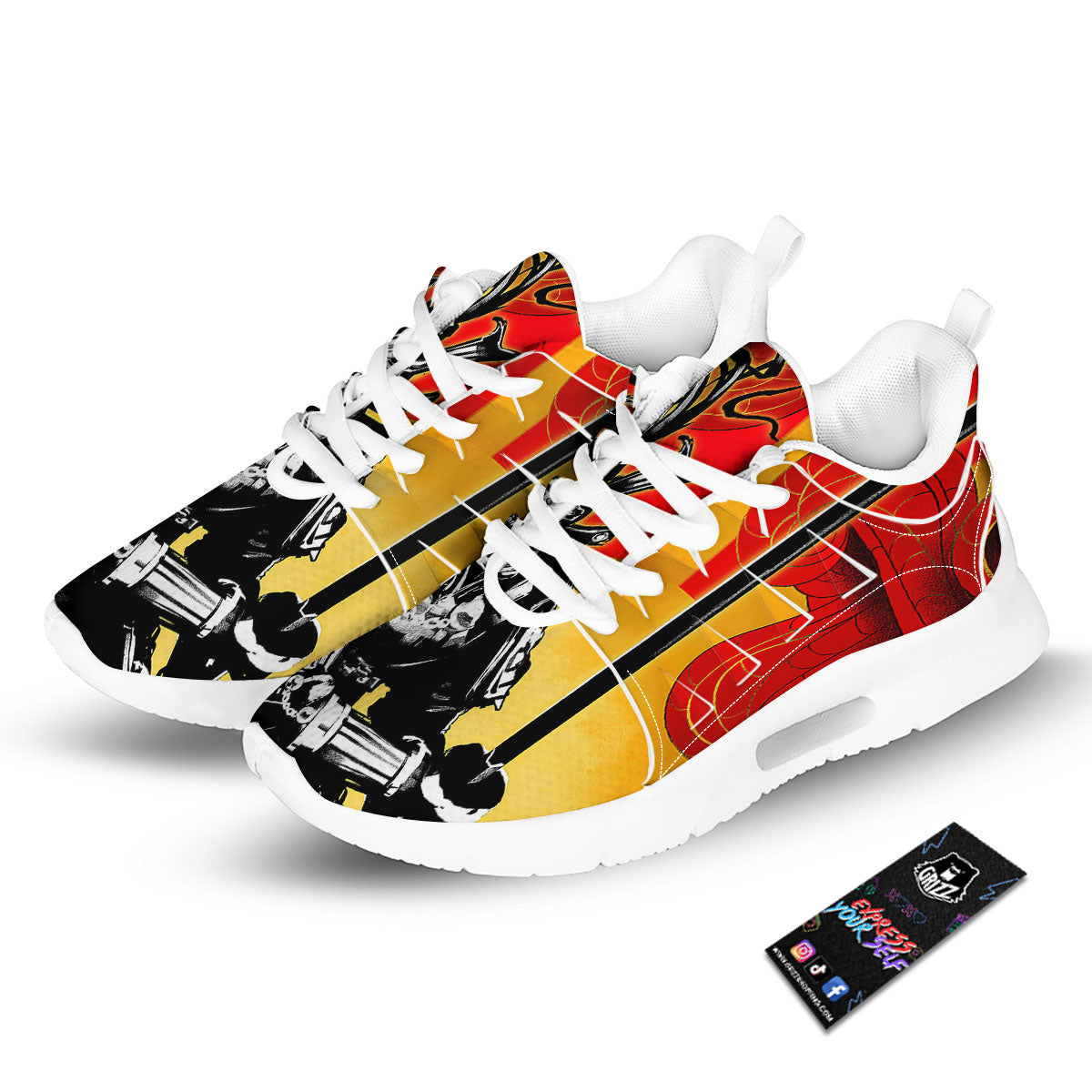 Golden Sun Samurai And Red Sky Print Tennis Shoes-grizzshop