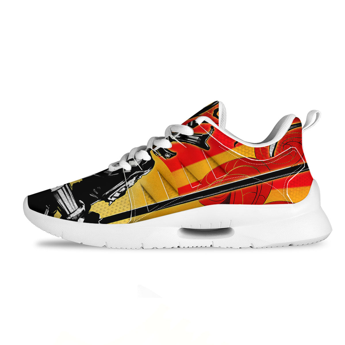 Golden Sun Samurai And Red Sky Print Tennis Shoes-grizzshop