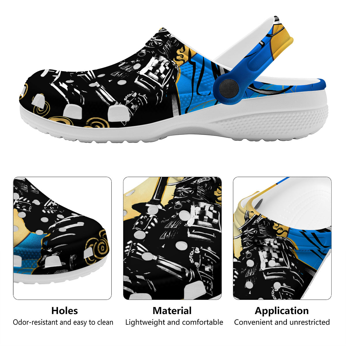 Golden Sun Samurai Blue Sky Print Clog-grizzshop