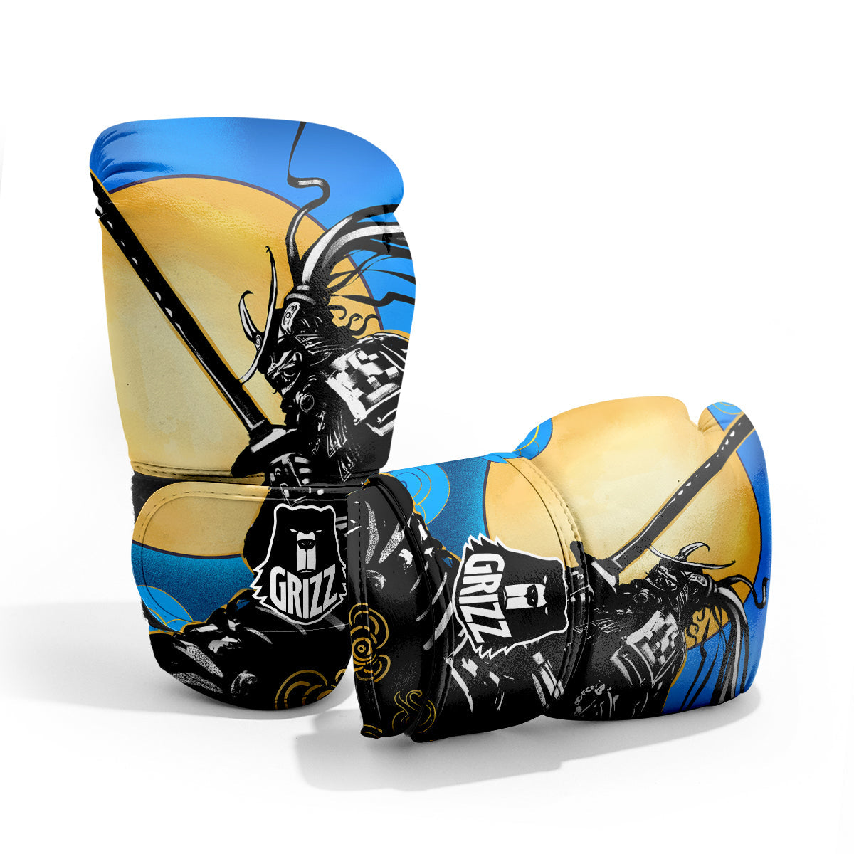 Golden Sun Samurai Blue Sky Print Pro Boxing Glove
