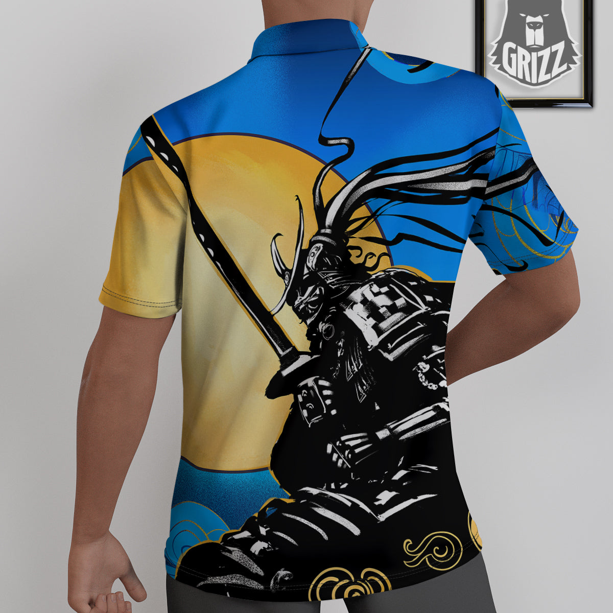 Golden Sun Samurai Blue Sky Print Untucked Shirts-grizzshop