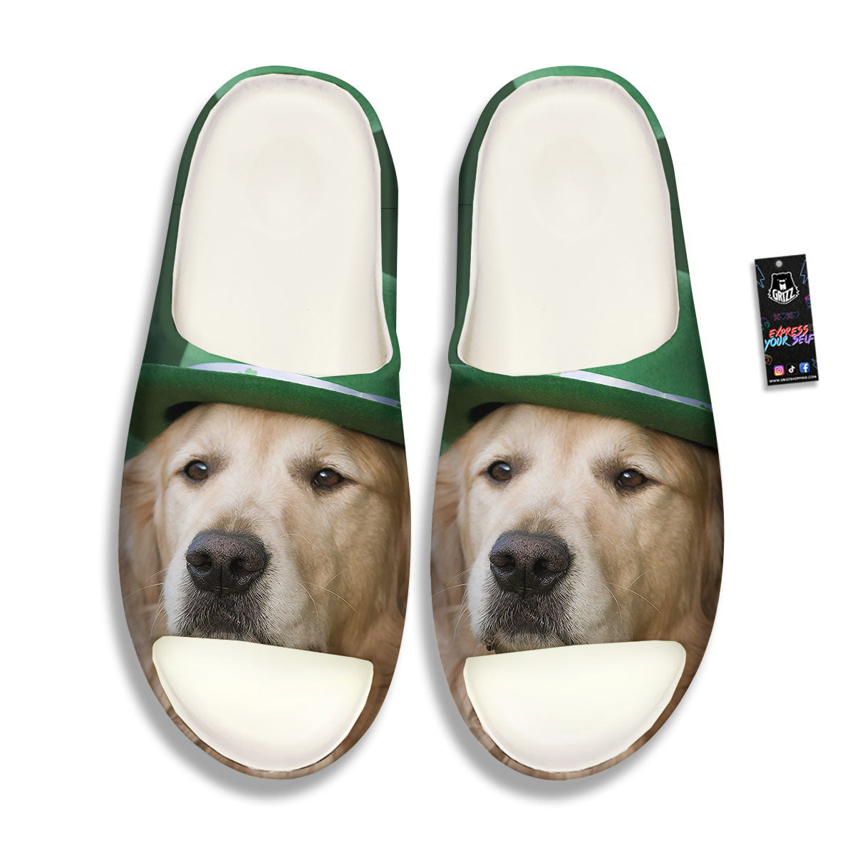Golden Retriever Patrick's Day Print Sandals