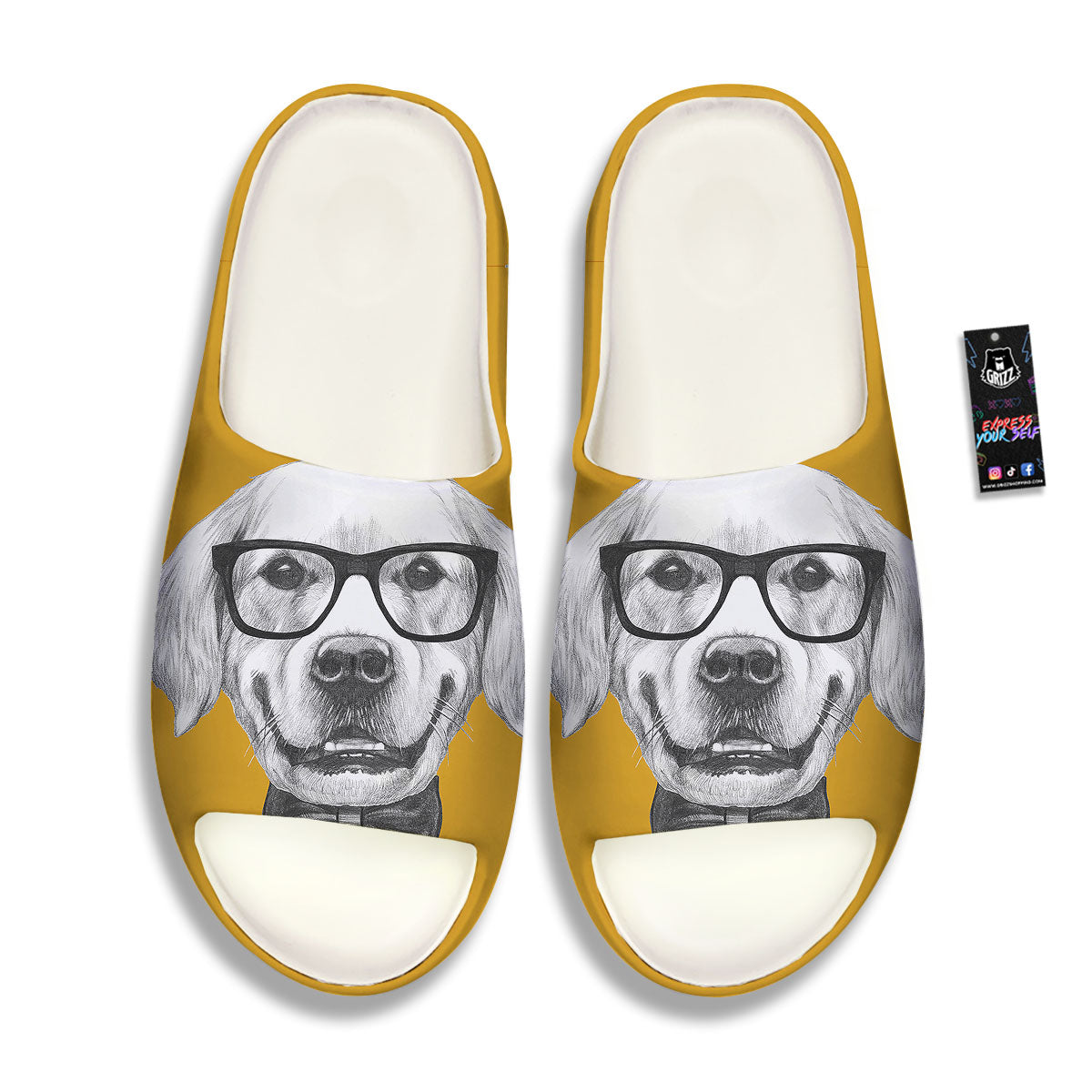 Golden Retriever With Glasses Print Sandals