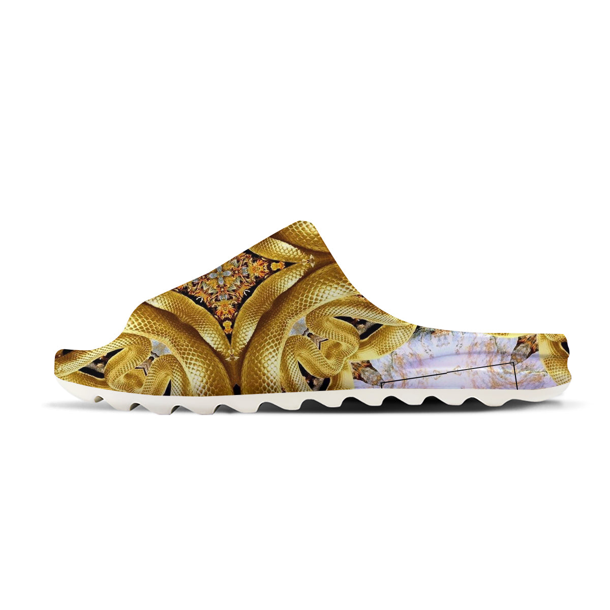 Golden Snake Kaleidoscope Print Sandals-grizzshop