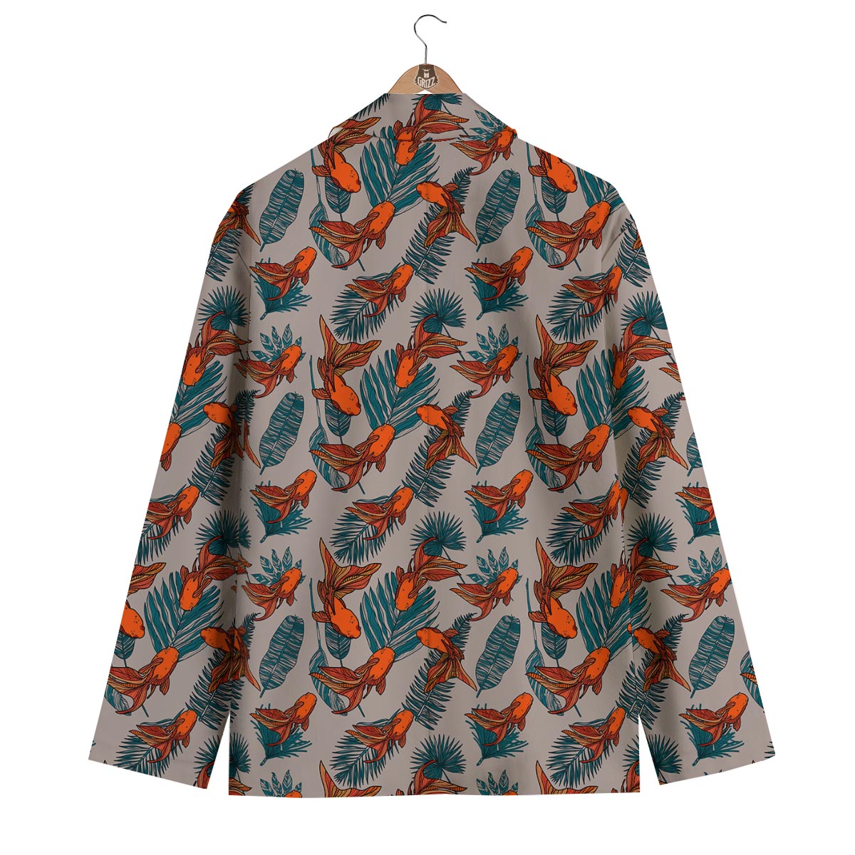 Goldfish Leaf Pattern Print Men's Blazer-grizzshop