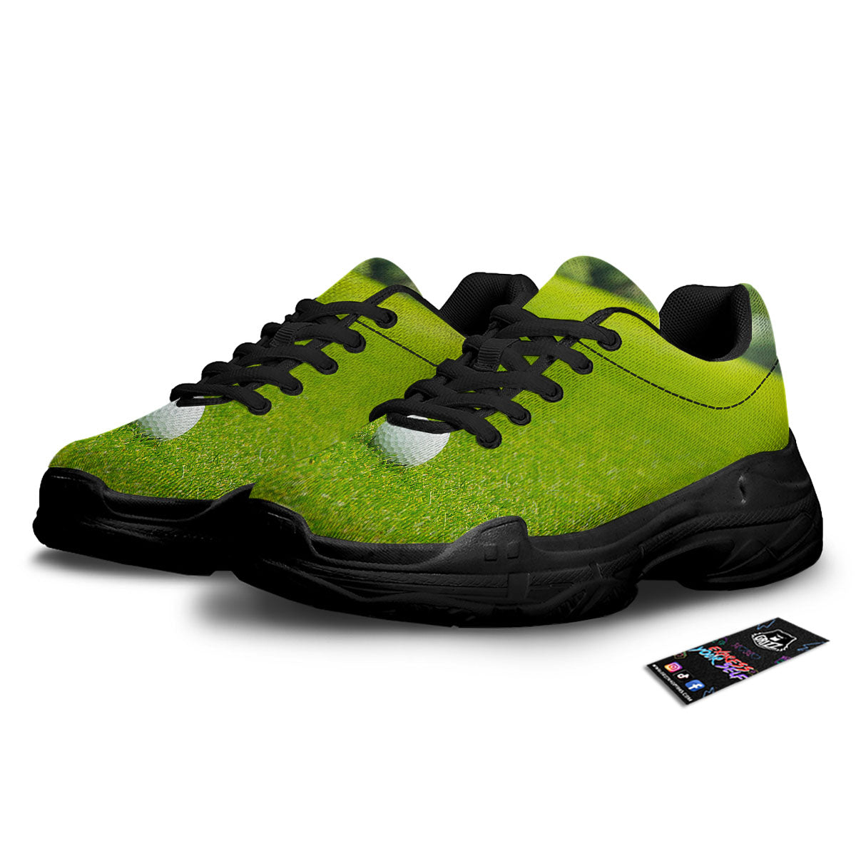 Golf Area Print Black Chunky Shoes-grizzshop