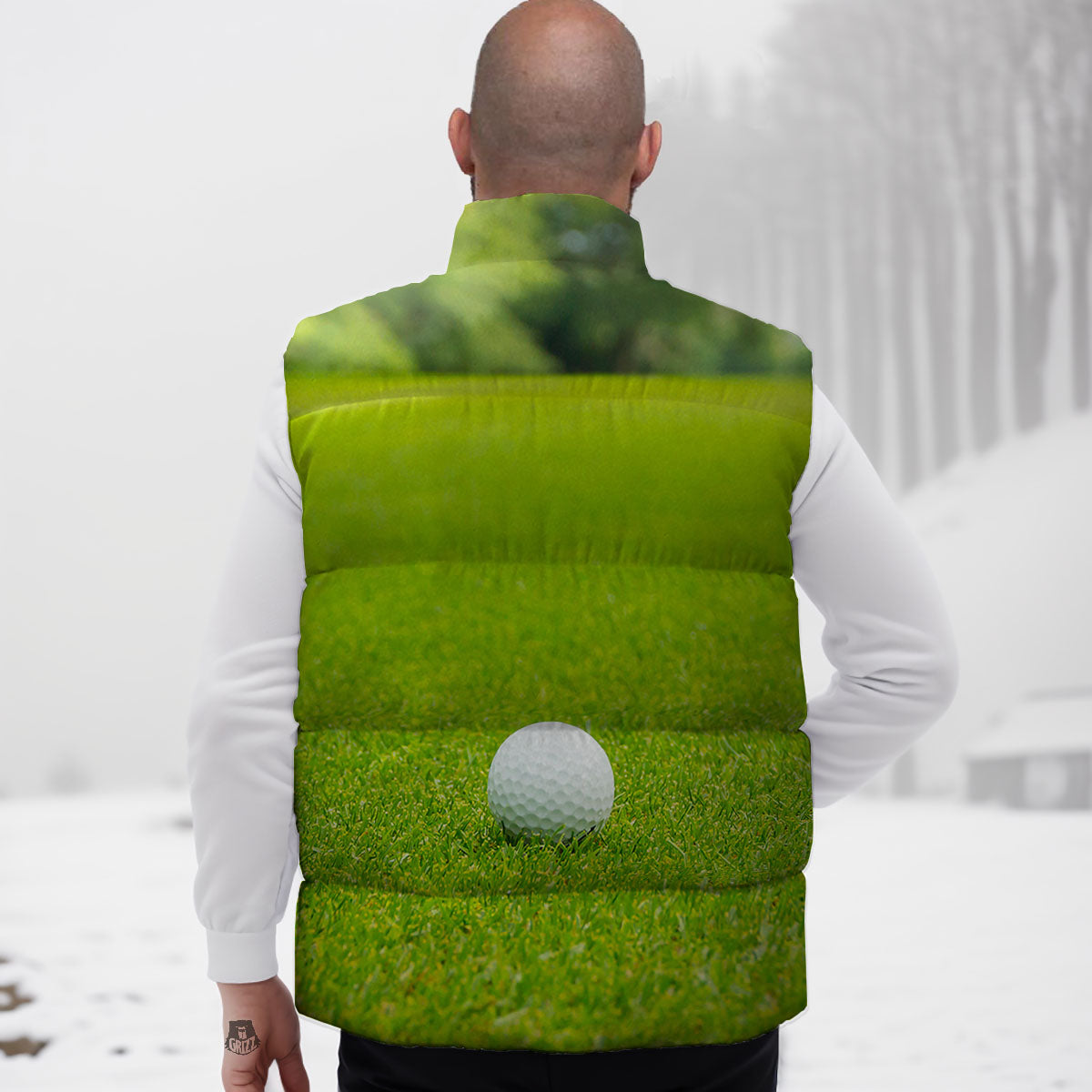 Golf Area Print Down Vest-grizzshop
