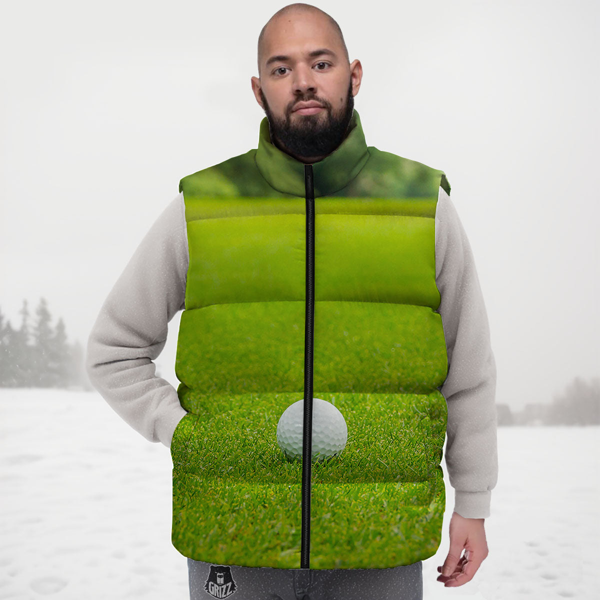 Golf Area Print Down Vest-grizzshop