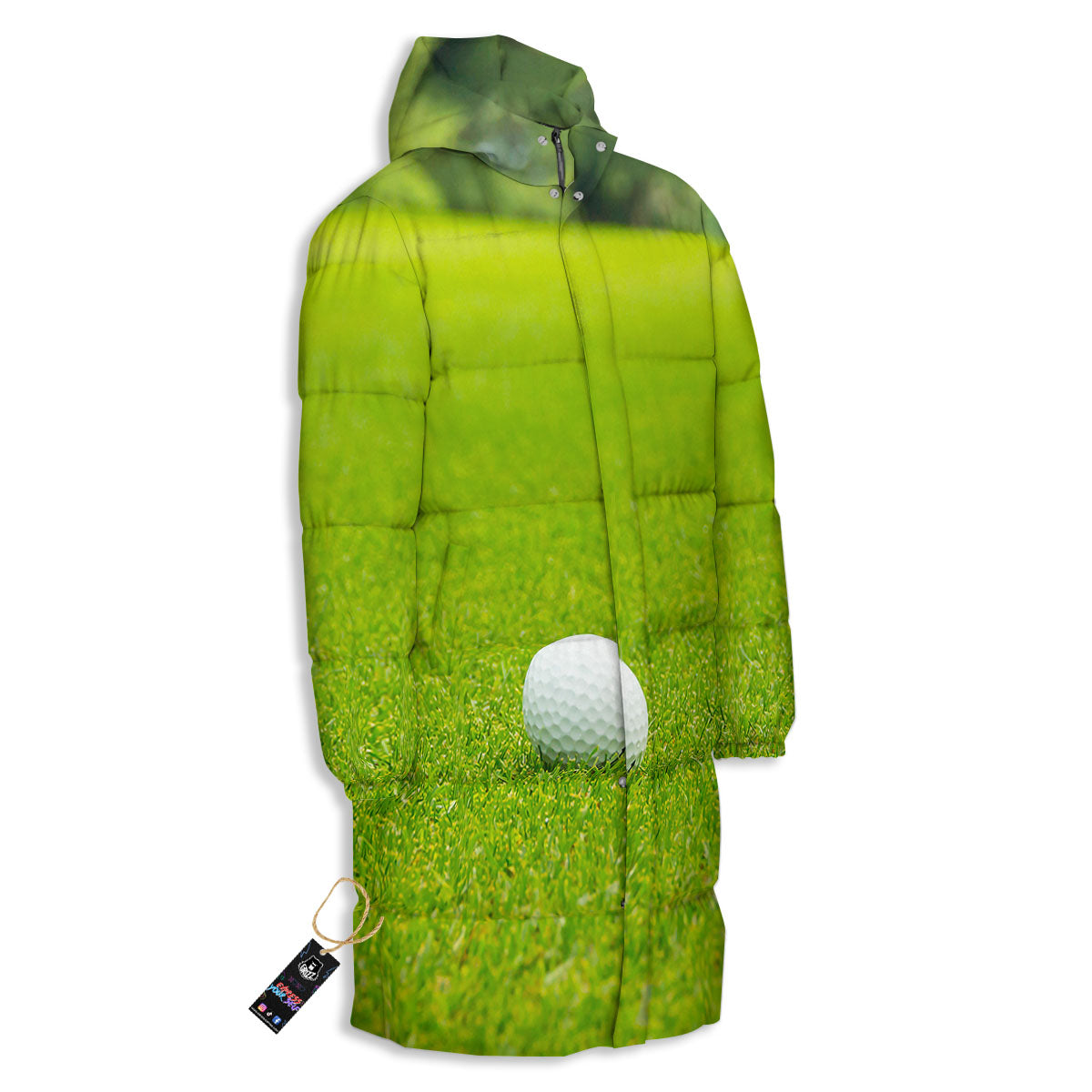 Golf Area Print Long Down Jacket-grizzshop