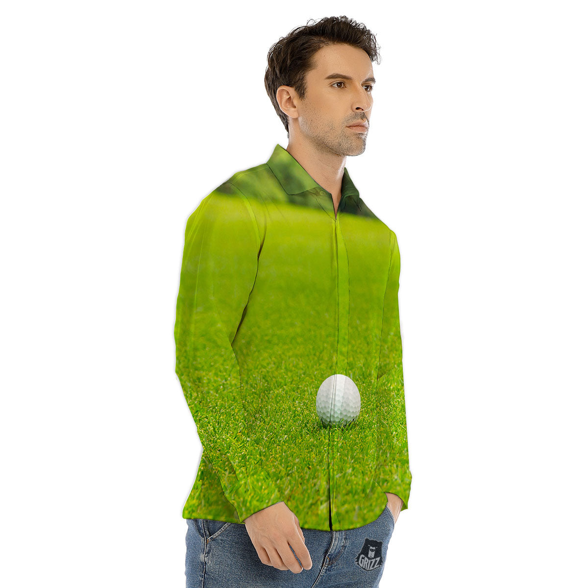 Golf Area Print Men's Dress Shirts-grizzshop