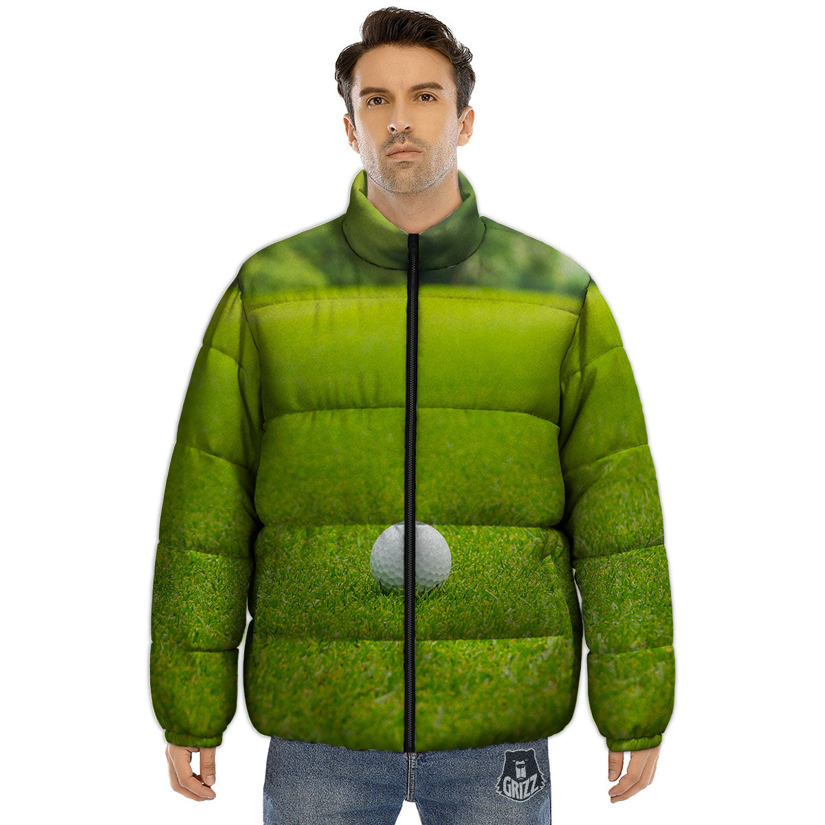 Golf Area Print Puffer Jacket-grizzshop