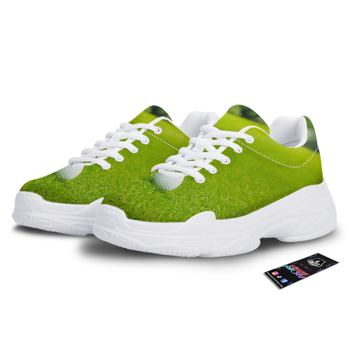 Golf Area Print White Chunky Shoes-grizzshop