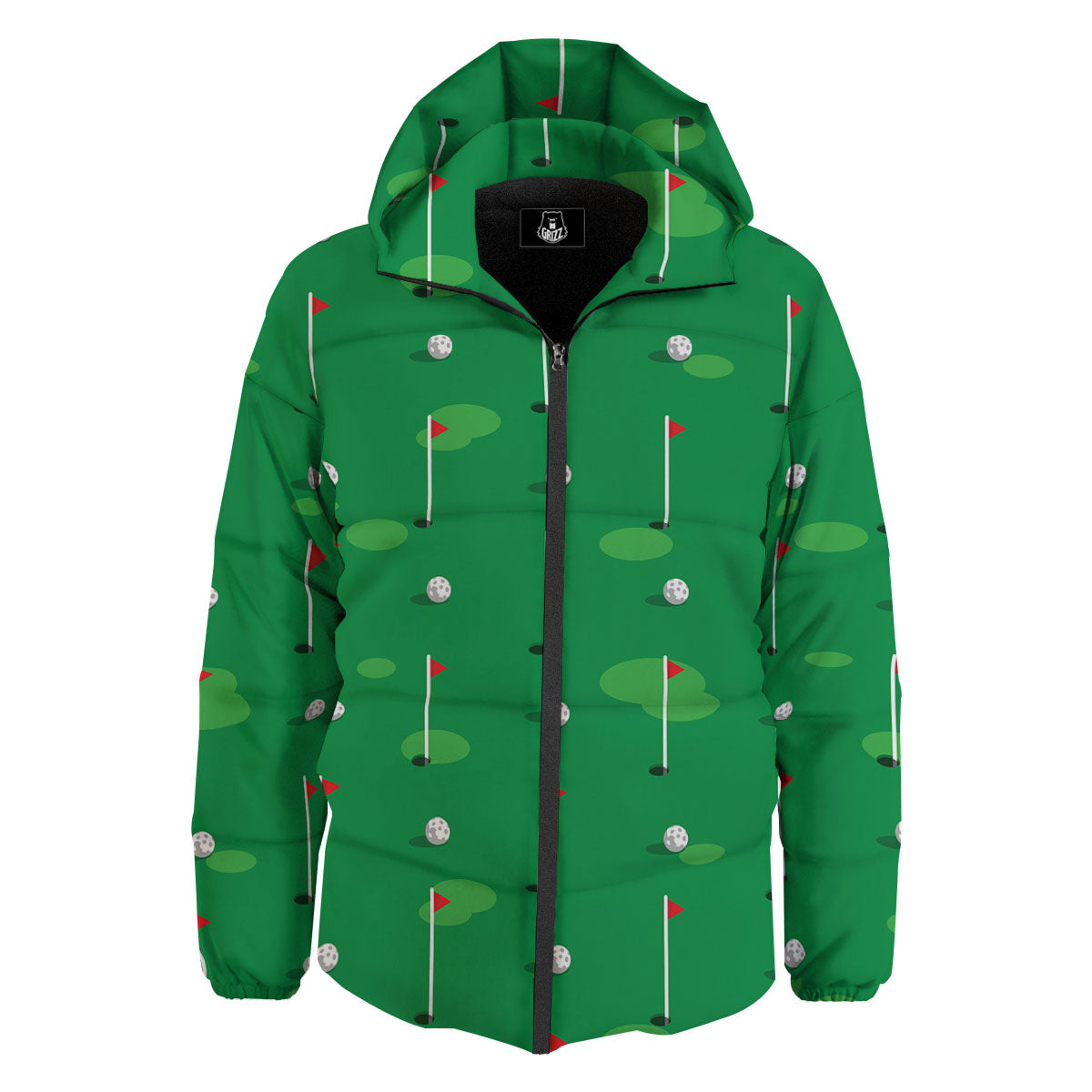 Golf Ball Green Print Pattern Down Jacket-grizzshop