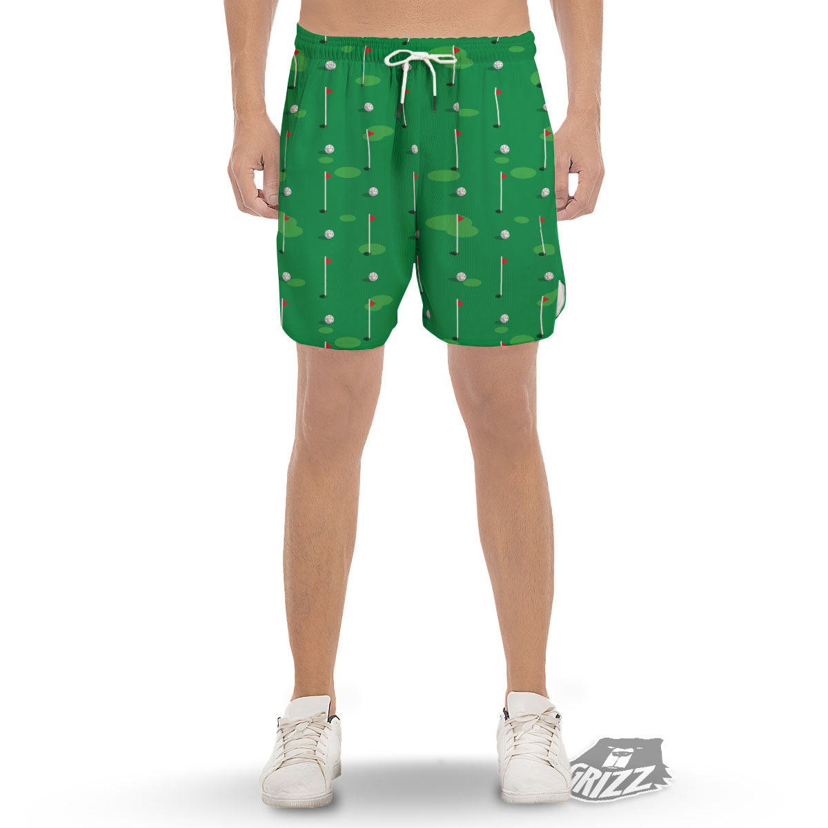 Golf Ball Green Print Pattern Men's Gym Shorts-grizzshop