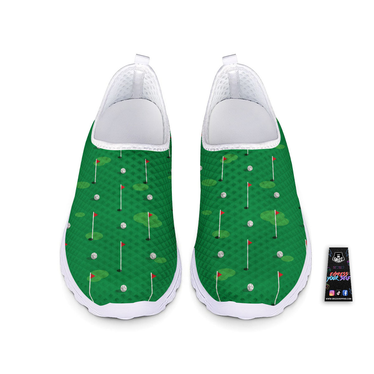 Golf Ball Green Print Pattern Nurse Shoes-grizzshop