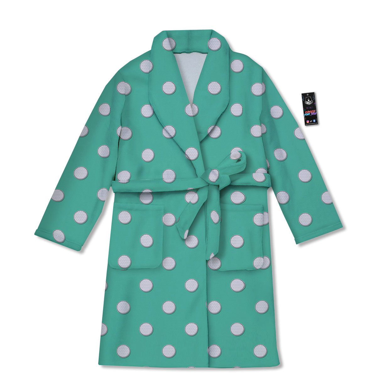 Golf Ball Print Pattern Bathrobe-grizzshop