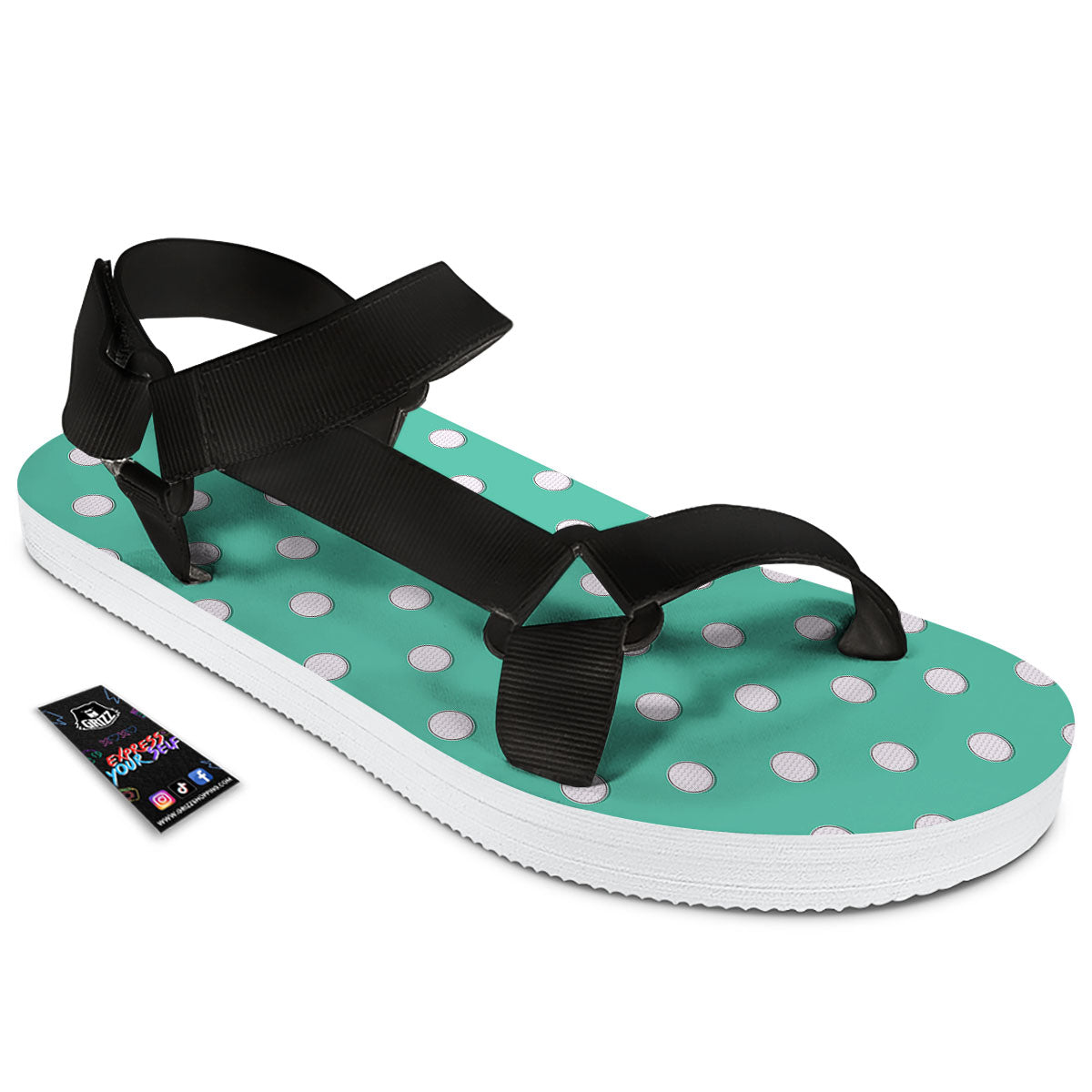 Golf Ball Print Pattern Black Open Toe Sandals-grizzshop