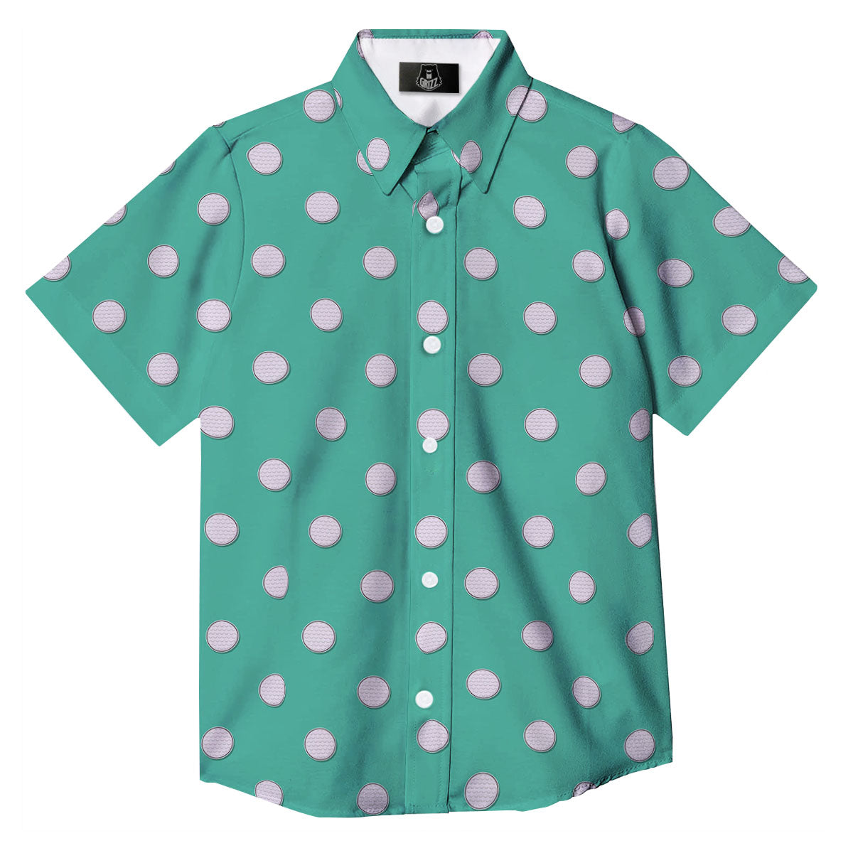 Golf Ball Print Pattern Button Up Shirt-grizzshop