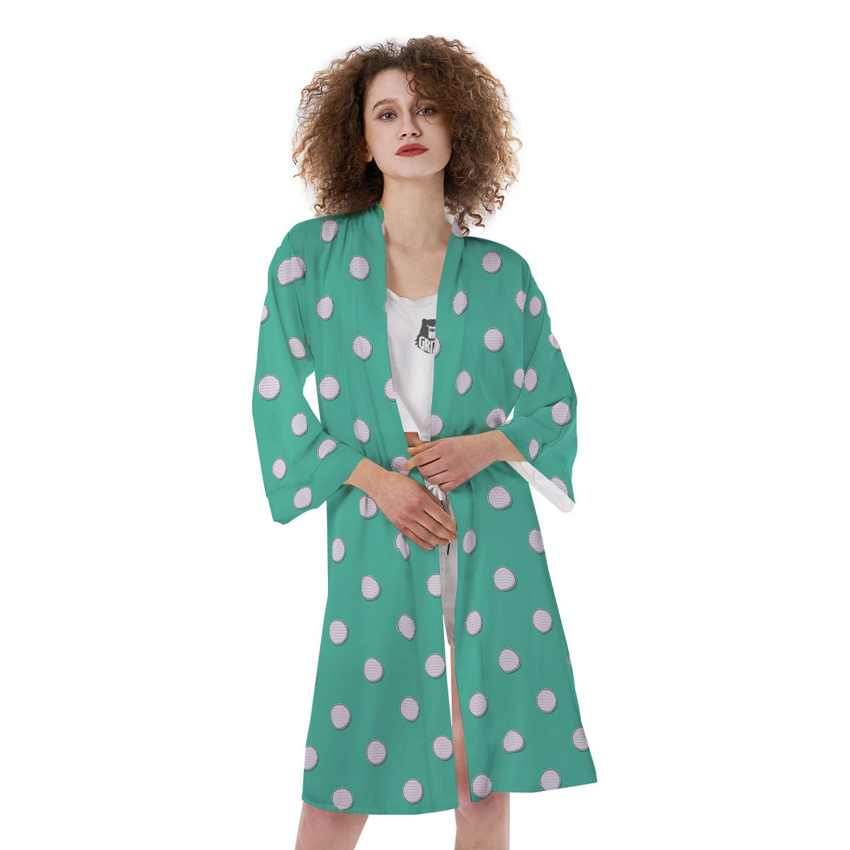 Golf Ball Print Pattern Kimono-grizzshop