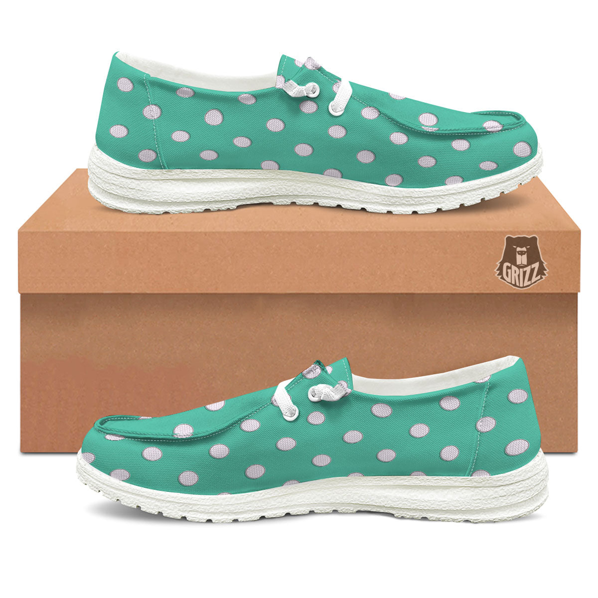 Golf Ball Print Pattern White Loafers-grizzshop
