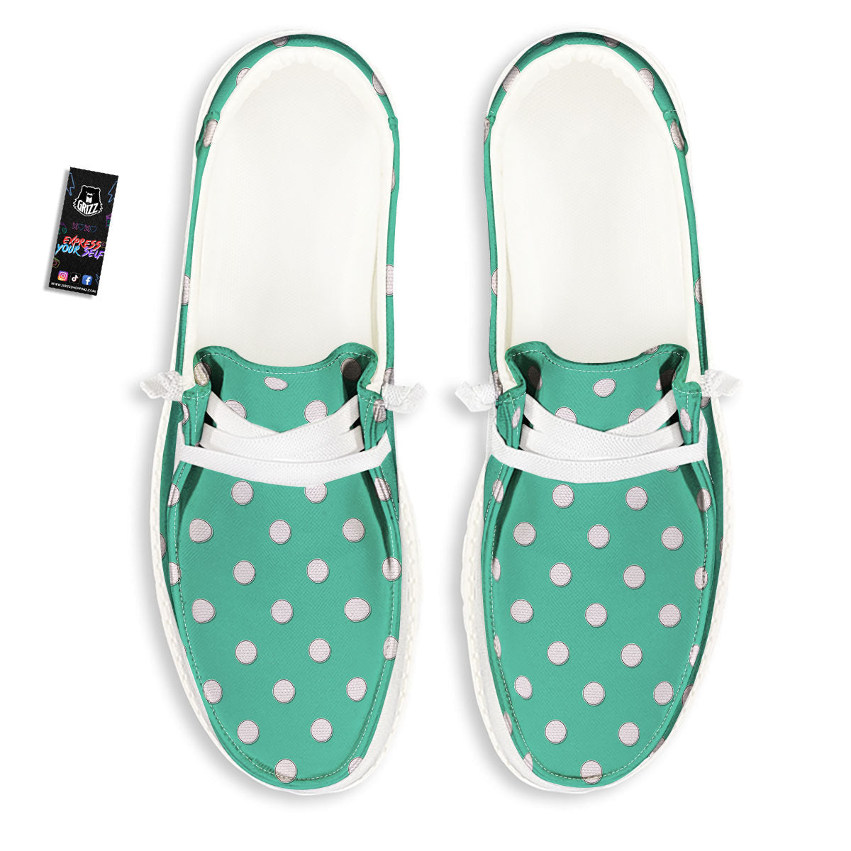 Golf Ball Print Pattern White Loafers-grizzshop