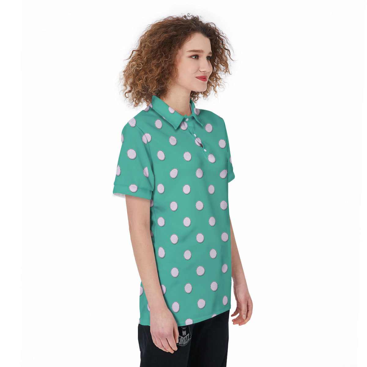 Golf Ball Print Pattern Women's Golf Shirts-grizzshop