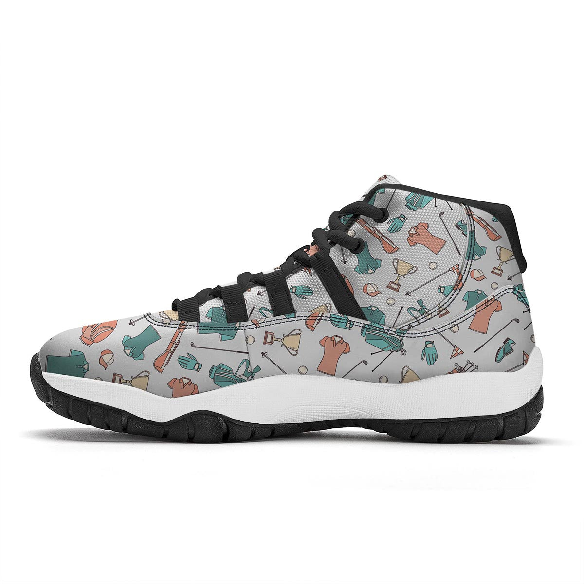 Golf Pattern Print Black Bball Shoes-grizzshop