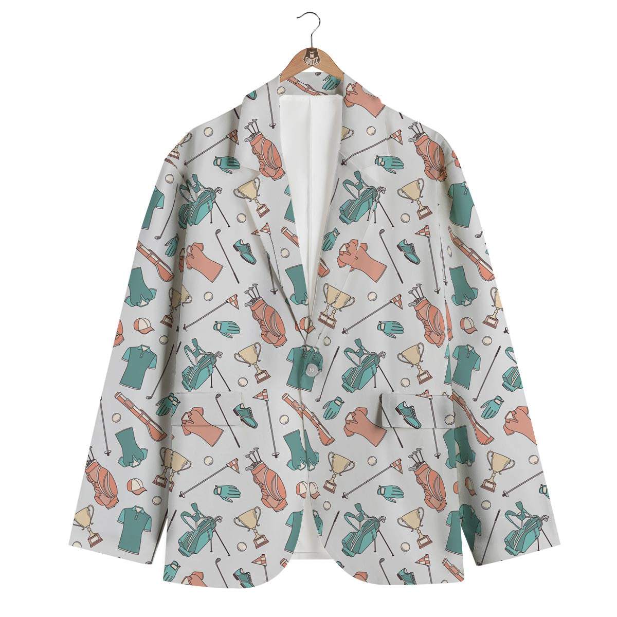 Golf Pattern Print Men's Blazer-grizzshop