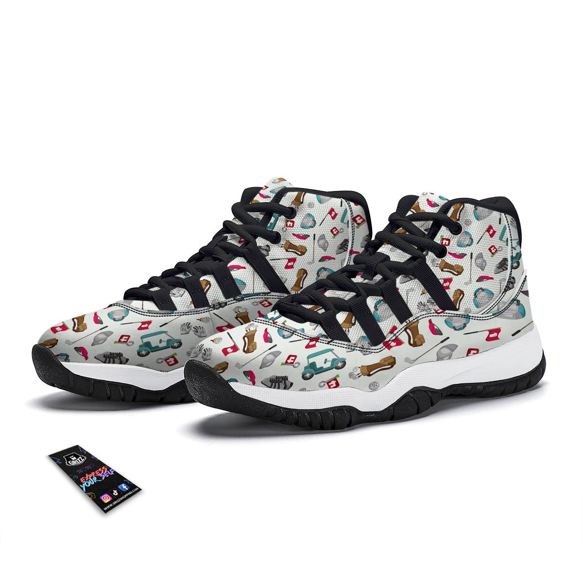Golf Print Pattern Black Bball Shoes-grizzshop