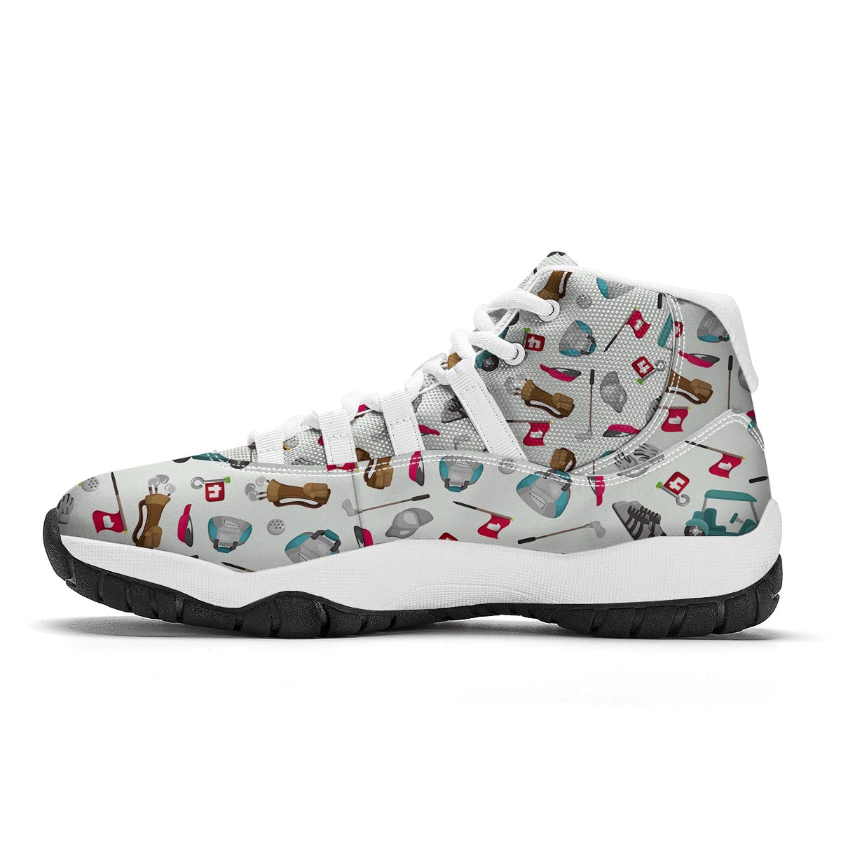 Golf Print Pattern White Bball Shoes-grizzshop