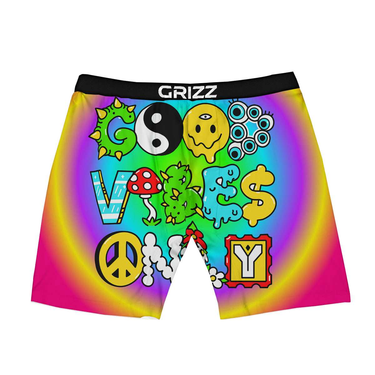 Good Vibes Only Quote Trippy Psychedelic Print Boxer Briefs-grizzshop