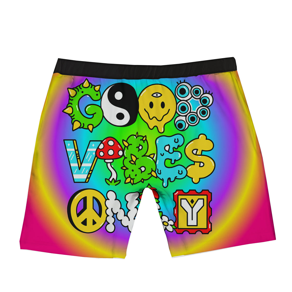 Good Vibes Only Quote Trippy Psychedelic Print Boxer Briefs-grizzshop