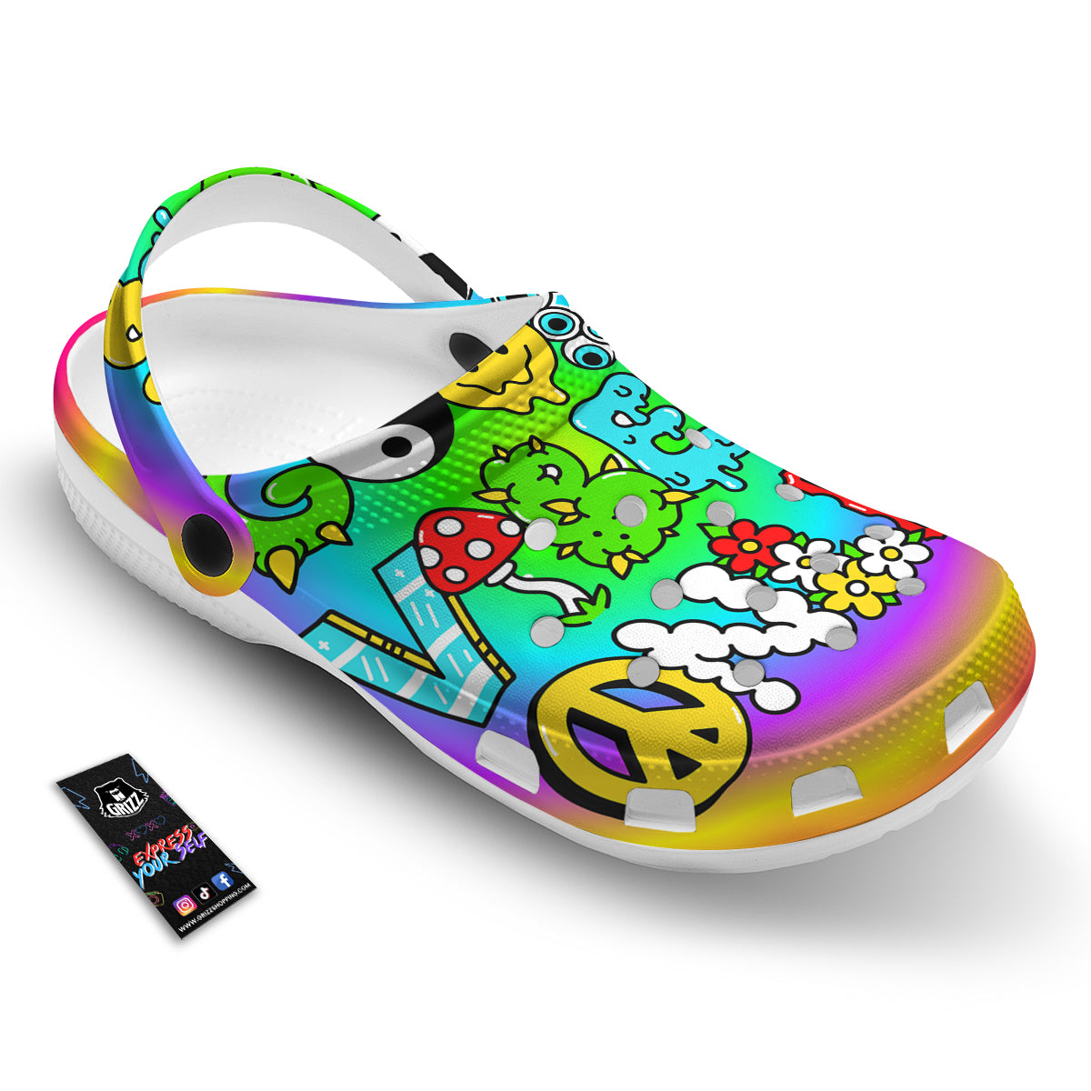 Good Vibes Only Quote Trippy Psychedelic Print Clog-grizzshop