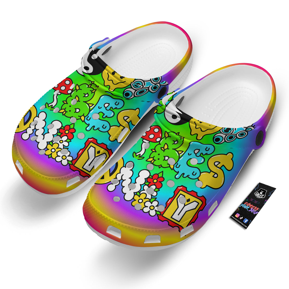 Good Vibes Only Quote Trippy Psychedelic Print Clog-grizzshop
