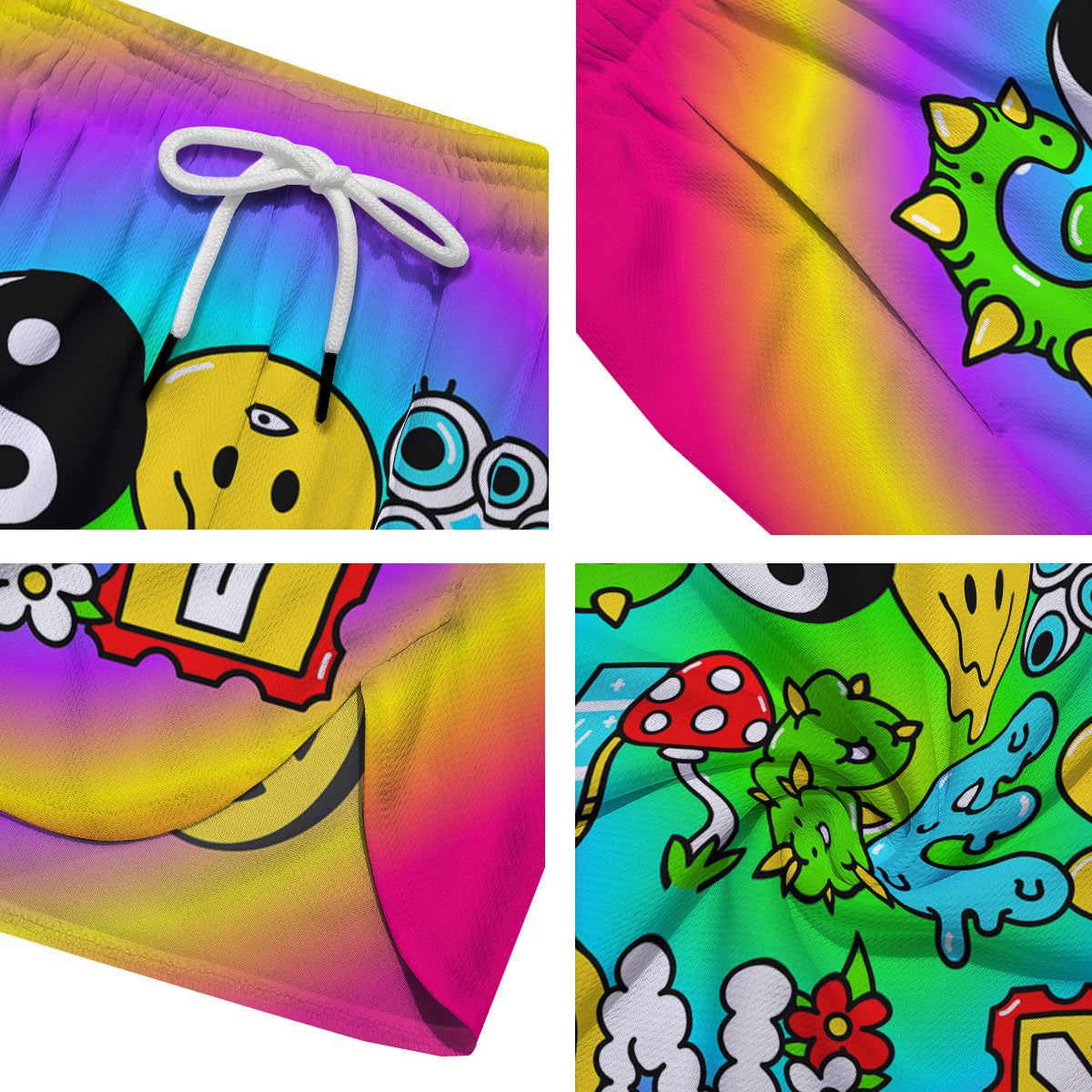 Good Vibes Only Quote Trippy Psychedelic Print Men's Running Shorts-grizzshop