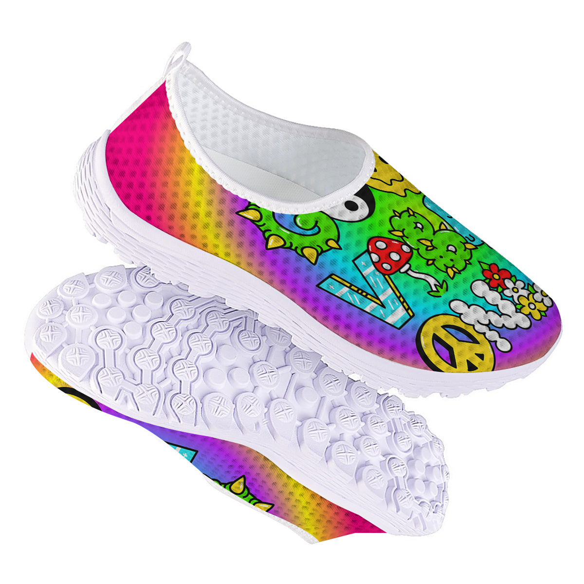 Good Vibes Only Quote Trippy Psychedelic Print Nurse Shoes-grizzshop