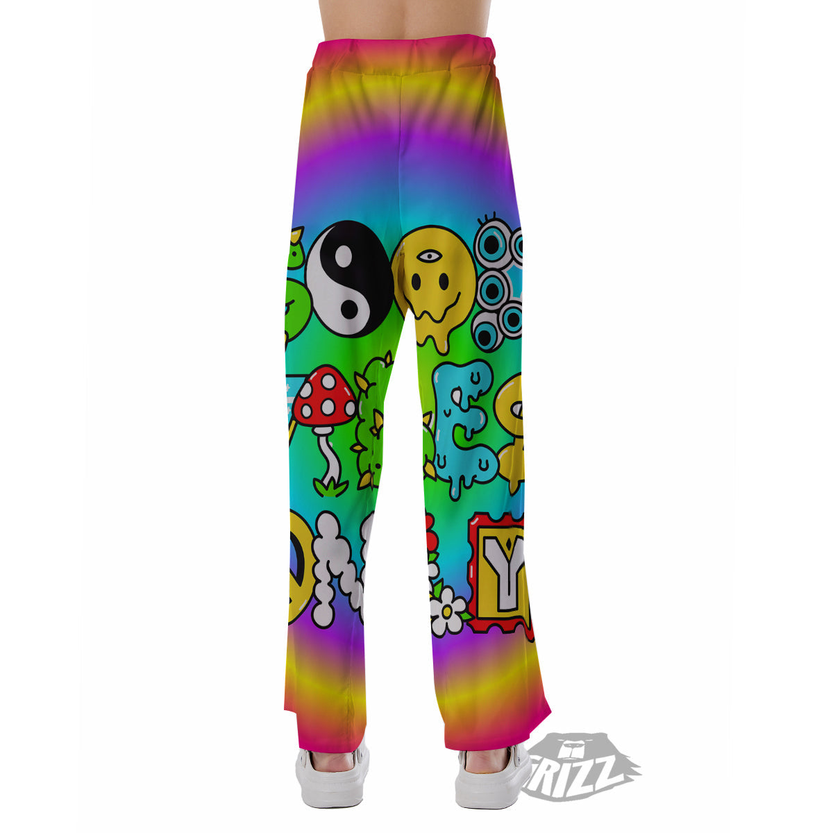 Good Vibes Only Quote Trippy Psychedelic Print Pajama Pants-grizzshop
