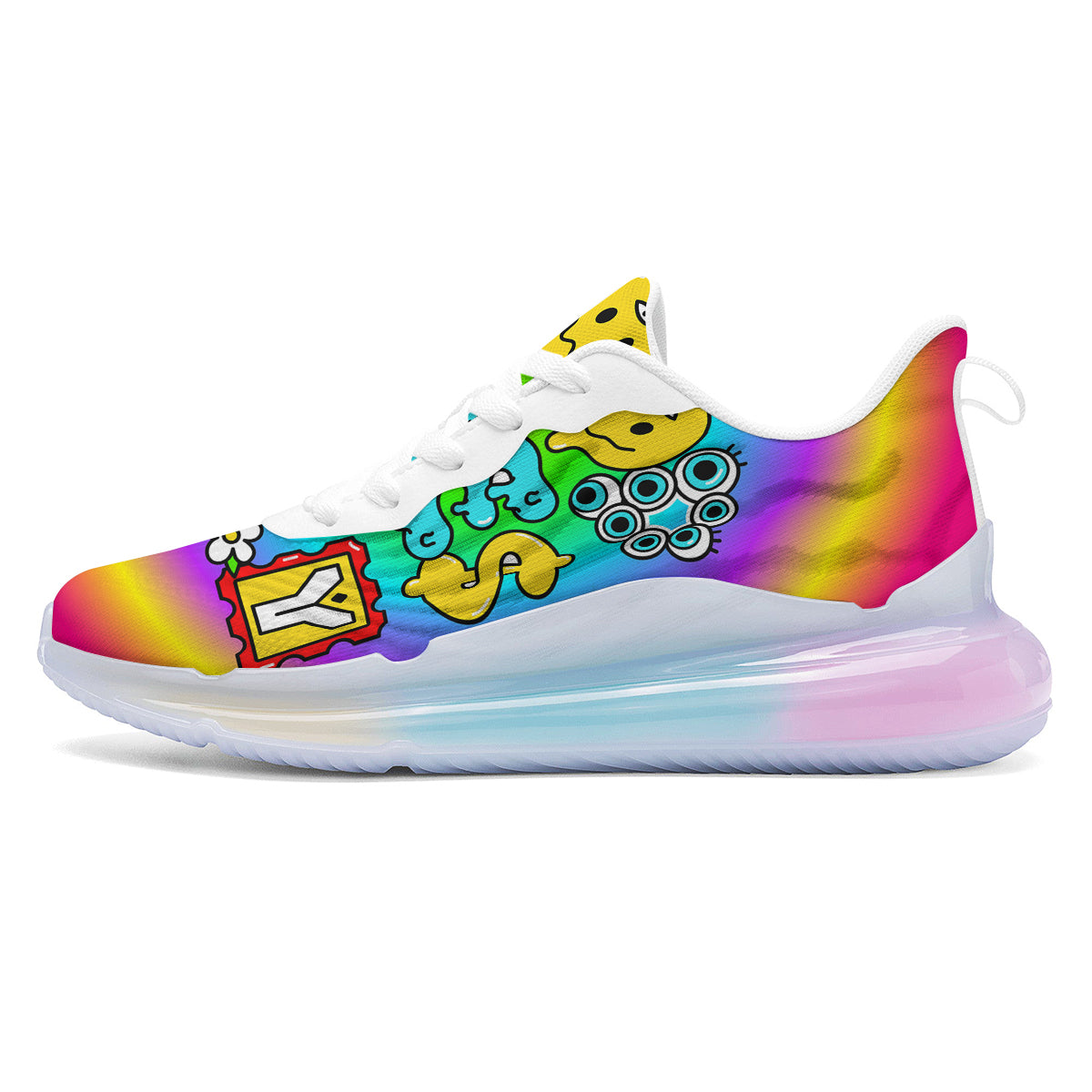 Good Vibes Only Quote Trippy Psychedelic Print Running Sneakers-grizzshop