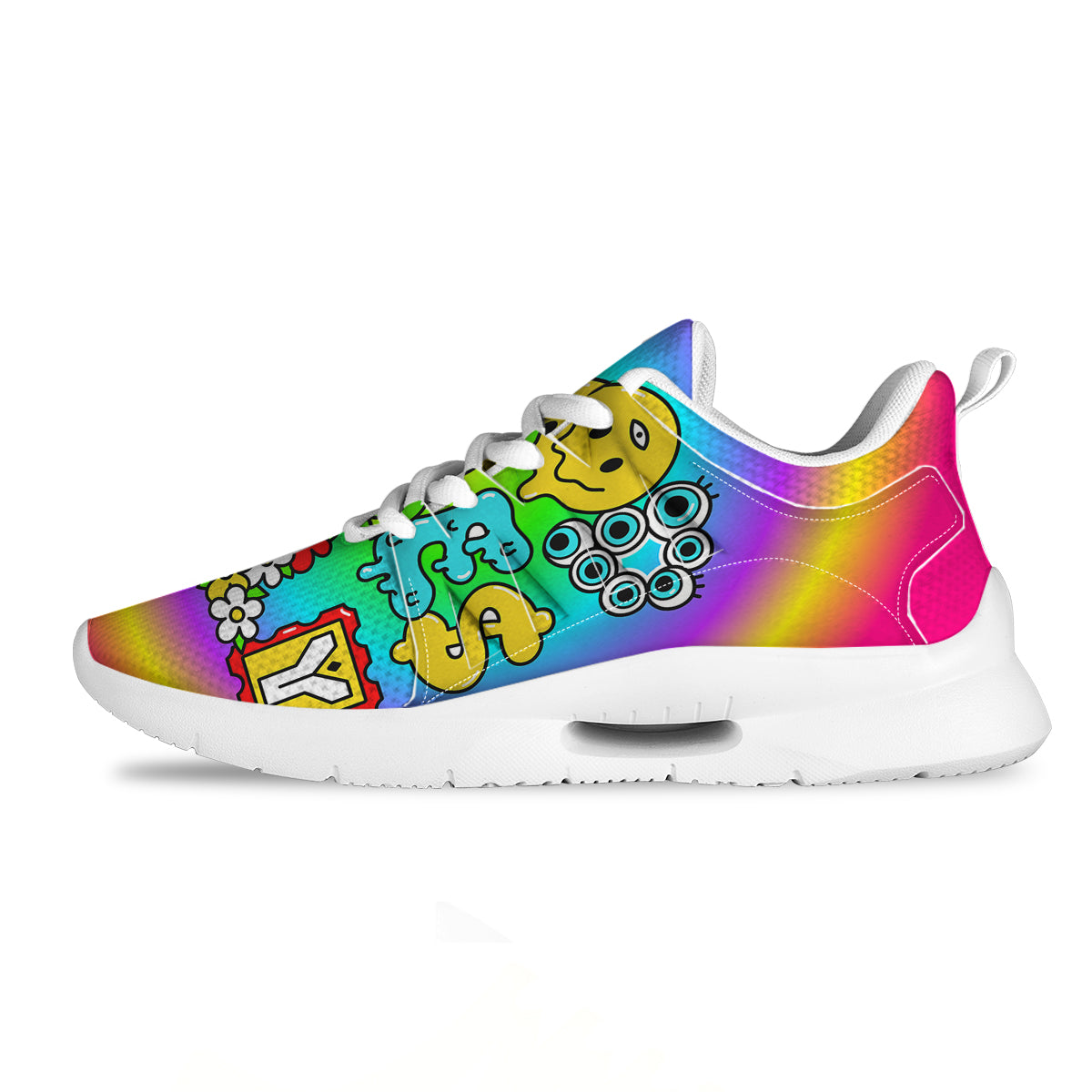 Good Vibes Only Quote Trippy Psychedelic Print Tennis Shoes-grizzshop