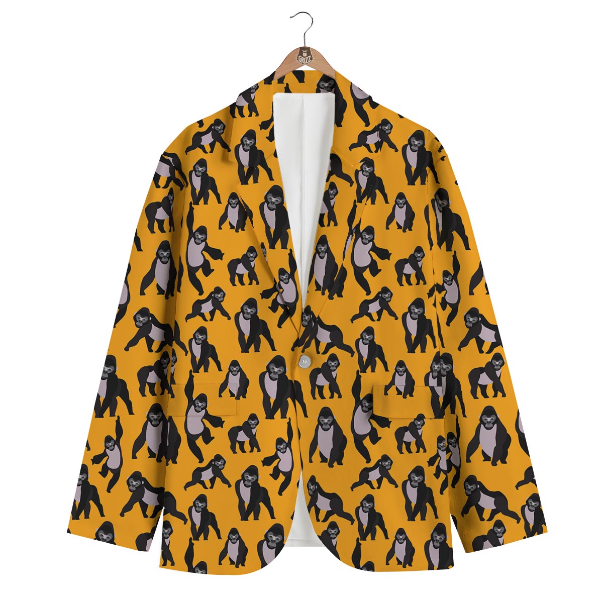 Gorilla Pattern Print Men's Blazer-grizzshop